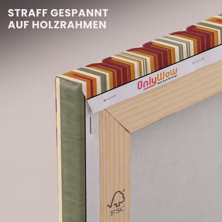 Leinwandbild - Ikat – Bordeauxrot – Ethno – Muster — 5
