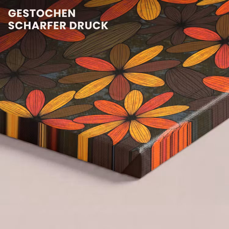 Leinwandbild - Orange – Retro – Blumen – Herbst — 4