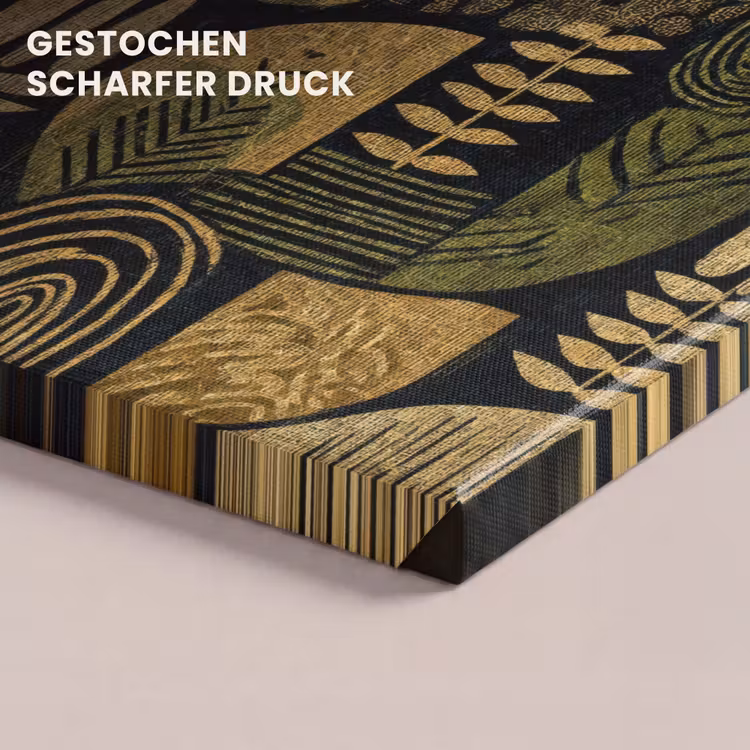 Leinwandbild - Schwarz – Ockergelb – Botanisch – Textur — 4