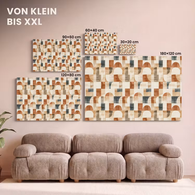 Leinwandbild - Terrakotta – Geometrisch – Aquarell – Textur — 6