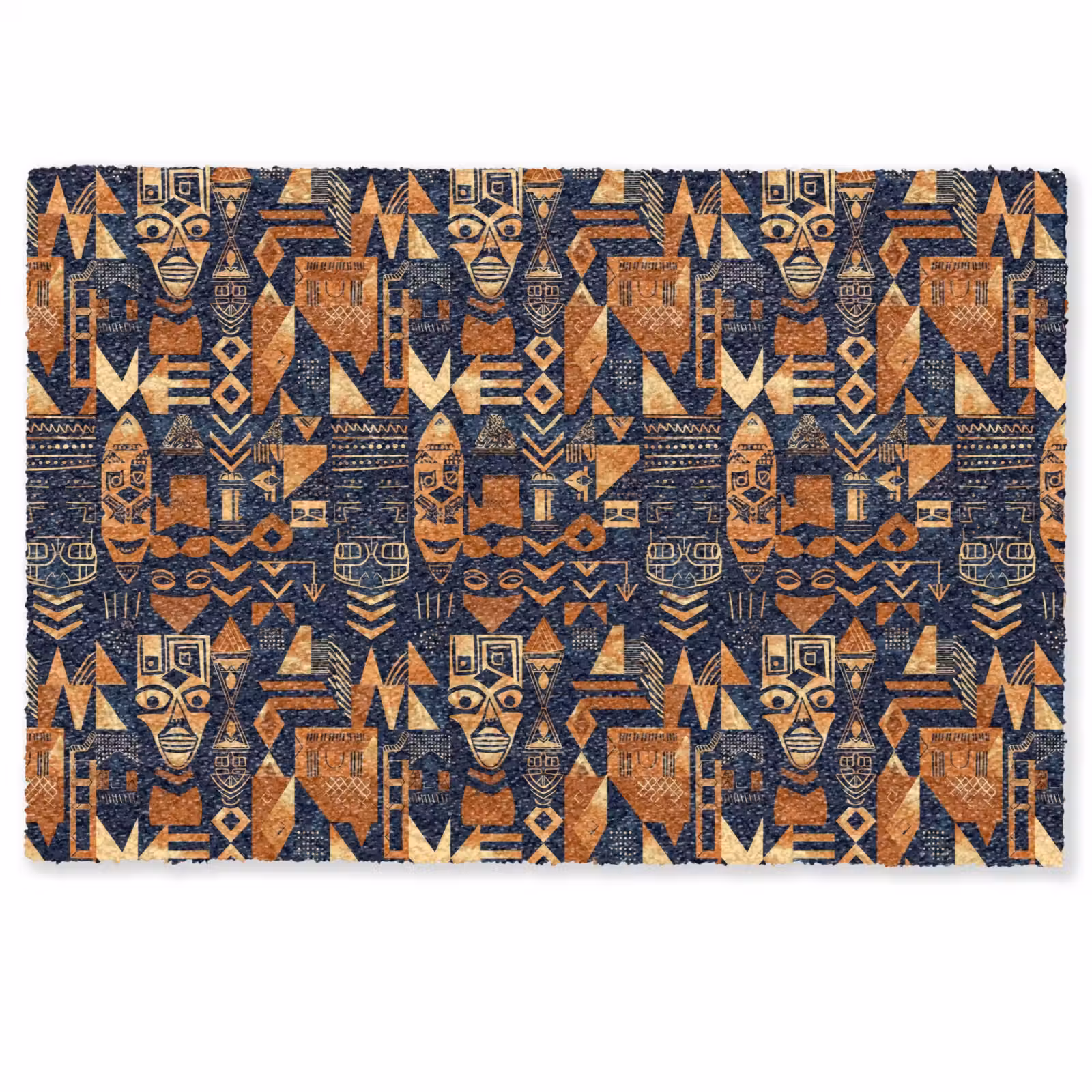 Fußmatte - Nachtblau – Kupfer – Tribal – Masken — 1