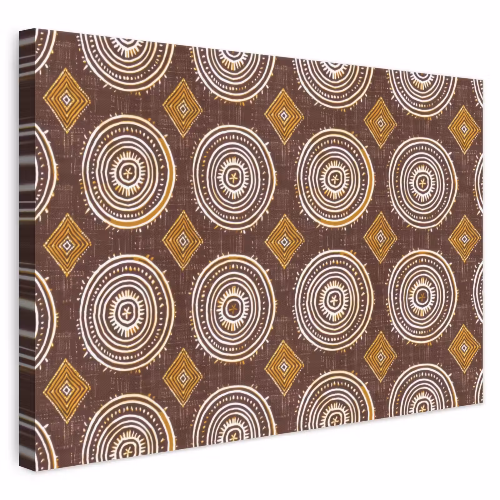 Leinwandbild - Schokoladenbraun – Ethno – Tribal – Kreise – Muster — 1