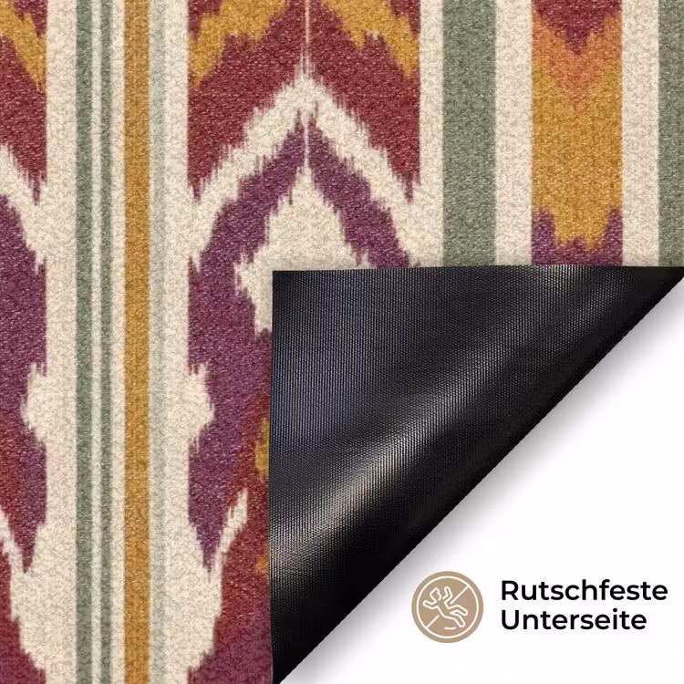Fußmatte - Ikat – Bordeauxrot – Ethno – Muster — 6