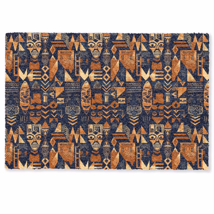 Fußmatte - Nachtblau – Kupfer – Tribal – Masken — 1