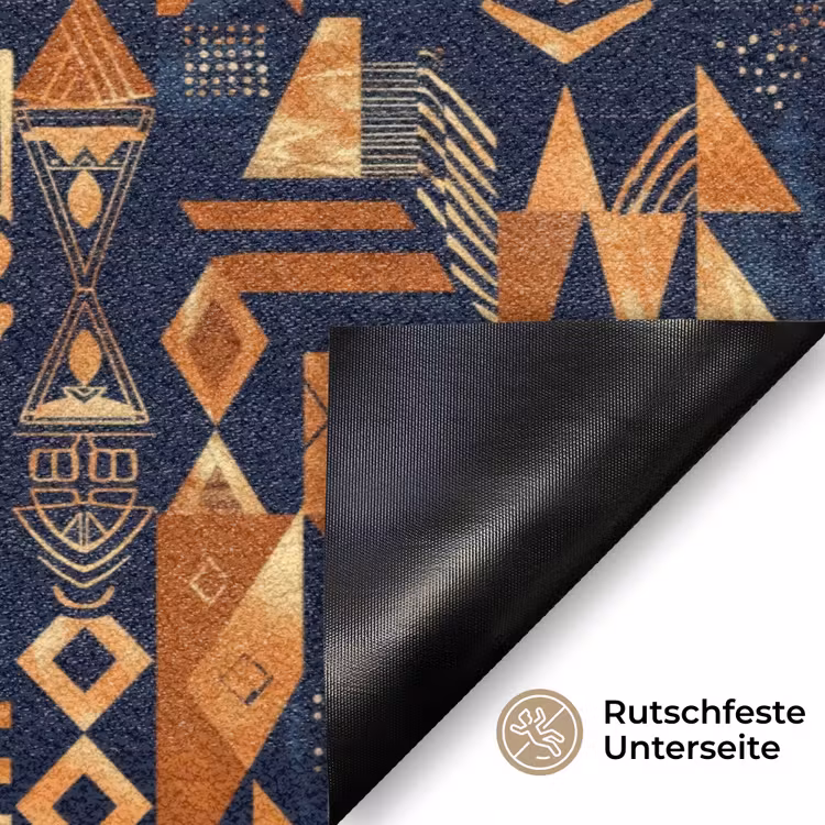 Fußmatte - Nachtblau – Kupfer – Tribal – Masken — 6