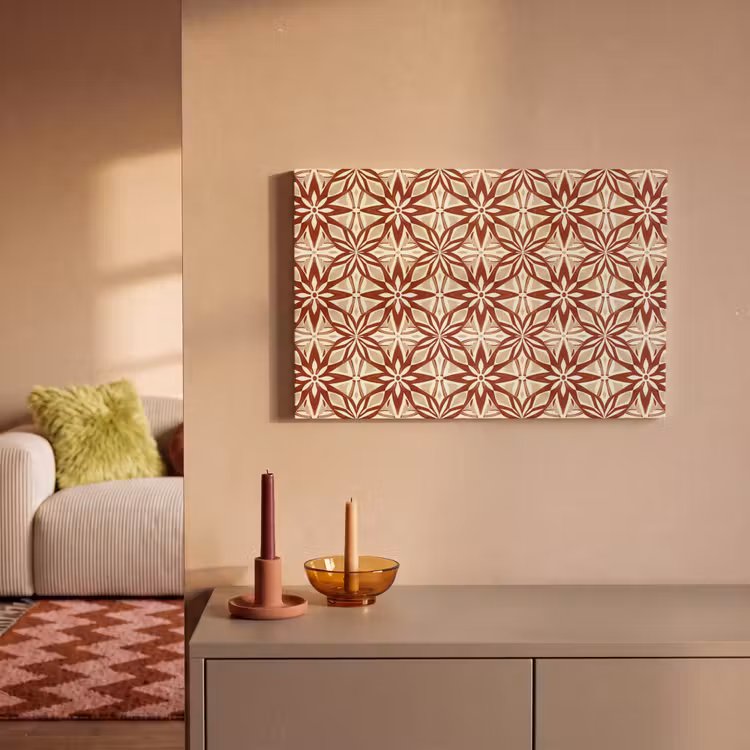 Leinwandbild - Bordeauxrot – Geometrisch – Fliese – Muster — 2
