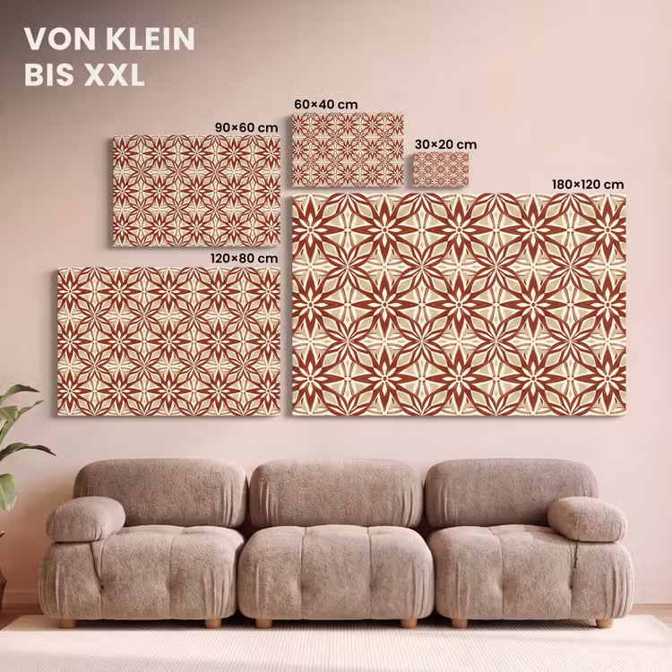 Leinwandbild - Bordeauxrot – Geometrisch – Fliese – Muster — 6