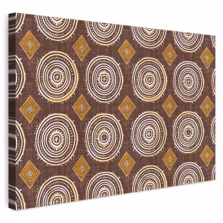 Leinwandbild - Schokoladenbraun – Ethno – Tribal – Kreise – Muster — 1