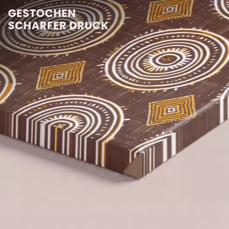 Leinwandbild - Schokoladenbraun – Ethno – Tribal – Kreise – Muster — 4