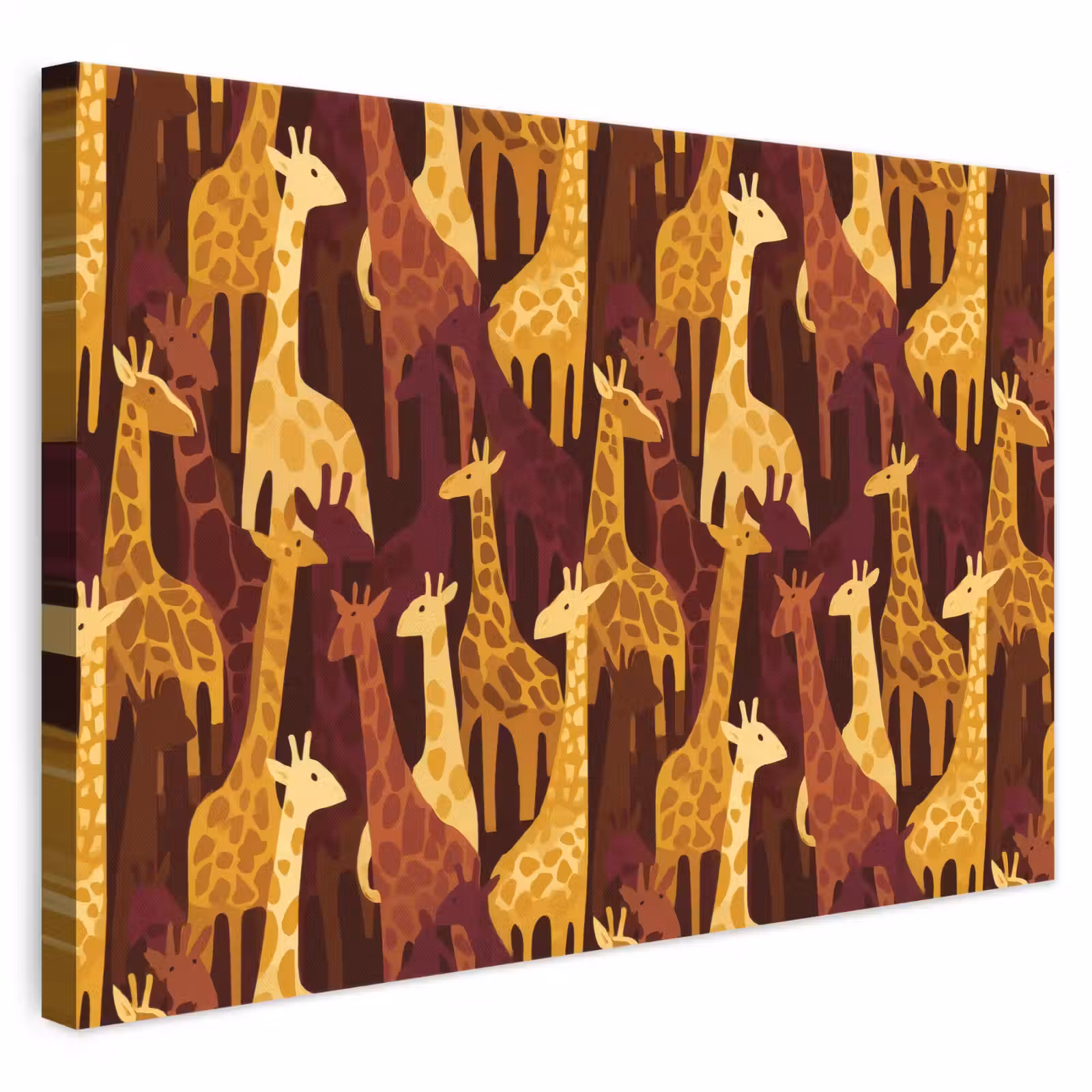Leinwandbild - Braun – Giraffen – Safari – Muster — 1