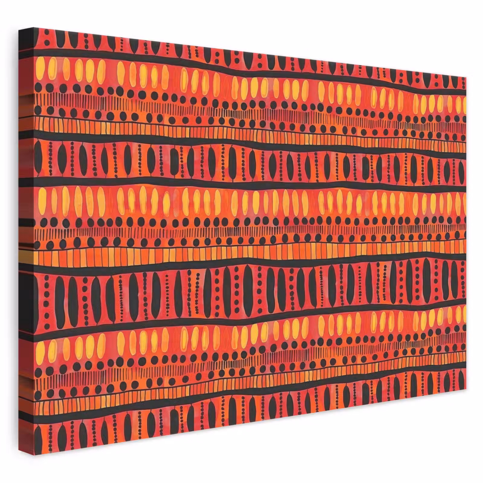 Leinwandbild - Rot – Orange – Ethnisch – Ausdrucksstark – Muster — 1