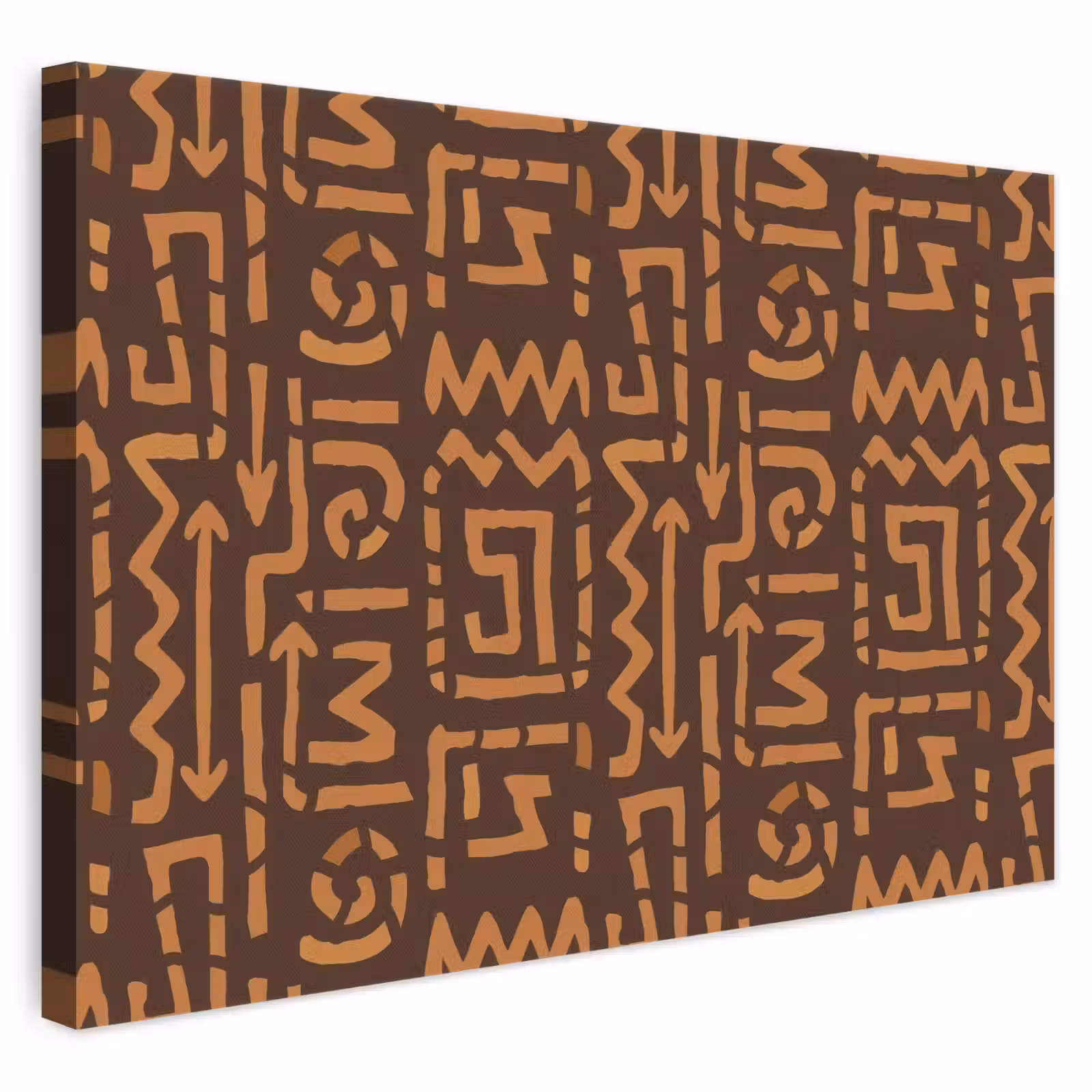 Leinwandbild - Schokoladenbraun – Ethno – Tribal – Symbole — 1
