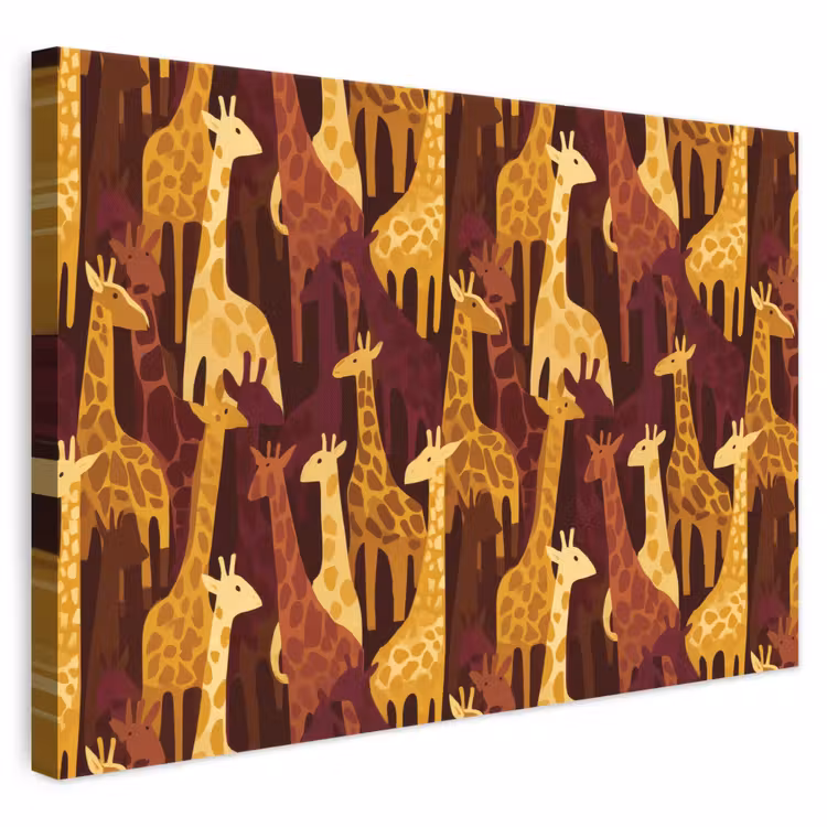 Leinwandbild - Braun – Giraffen – Safari – Muster — 1