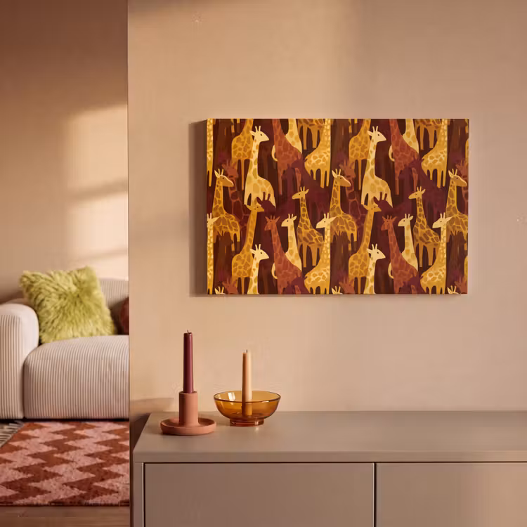 Leinwandbild - Braun – Giraffen – Safari – Muster — 2