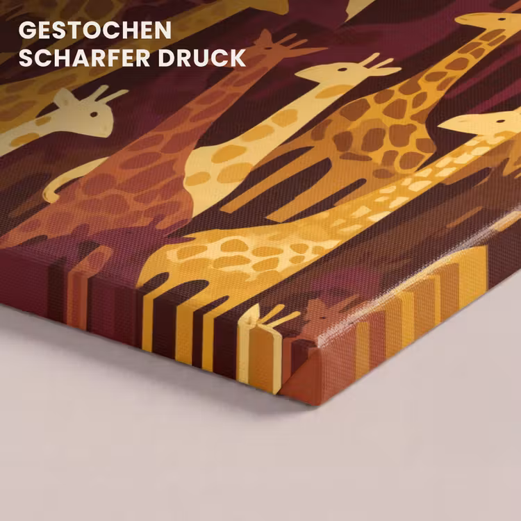 Leinwandbild - Braun – Giraffen – Safari – Muster — 4