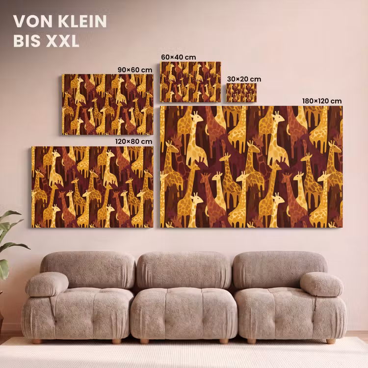 Leinwandbild - Braun – Giraffen – Safari – Muster — 6