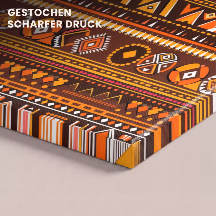 Leinwandbild - Orange – Ethnisch – Tribal – Geometrisch – Muster — 4