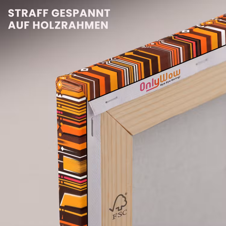 Leinwandbild - Orange – Ethnisch – Tribal – Geometrisch – Muster — 5