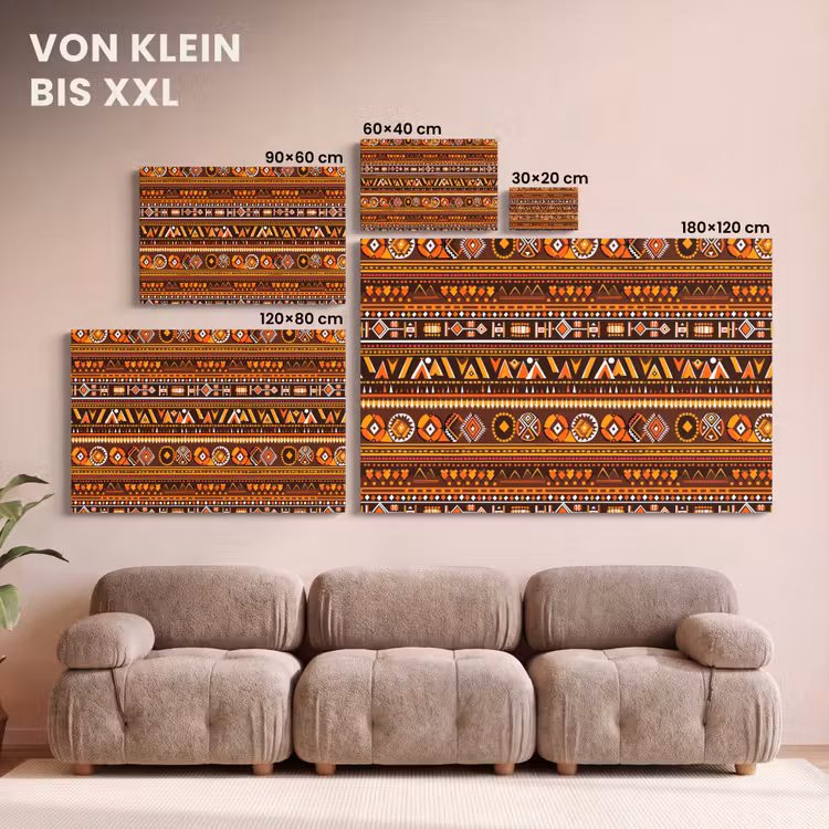 Leinwandbild - Orange – Ethnisch – Tribal – Geometrisch – Muster — 6