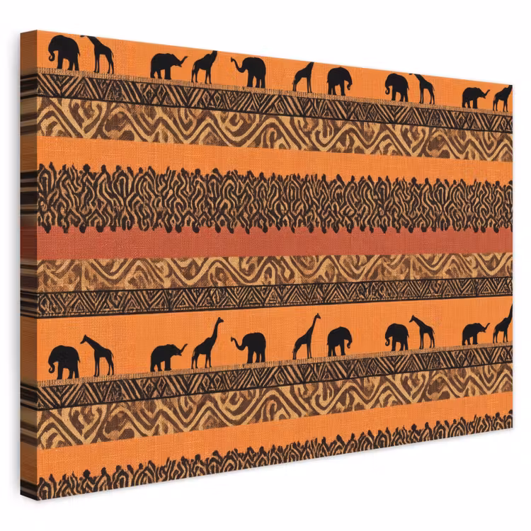 Leinwandbild - Orange – Safari – Afrikaans – Tiere – Muster — 1