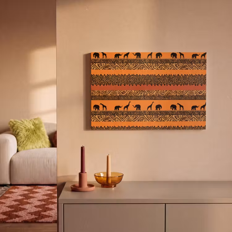 Leinwandbild - Orange – Safari – Afrikaans – Tiere – Muster — 2