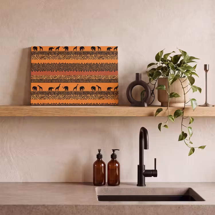 Leinwandbild - Orange – Safari – Afrikaans – Tiere – Muster — 3