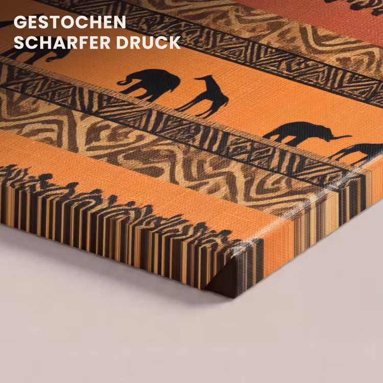 Leinwandbild - Orange – Safari – Afrikaans – Tiere – Muster — 4