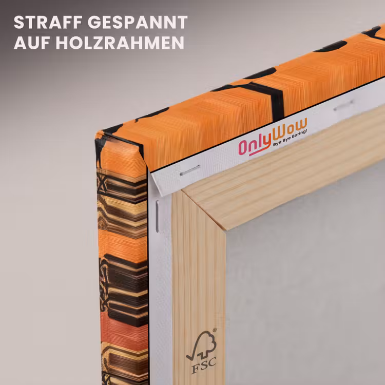 Leinwandbild - Orange – Safari – Afrikaans – Tiere – Muster — 5