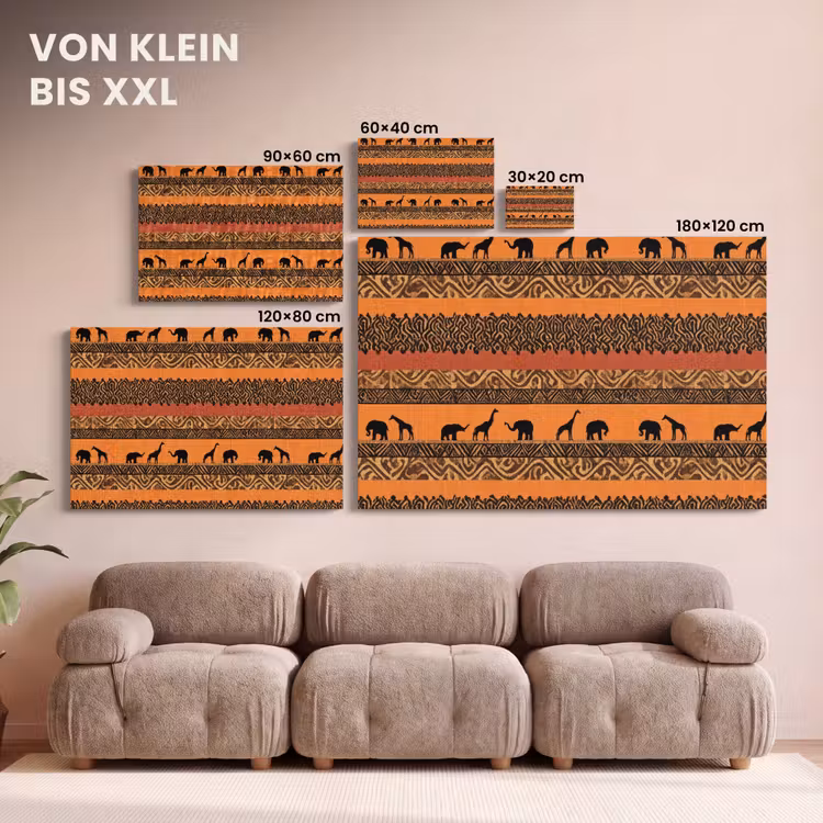 Leinwandbild - Orange – Safari – Afrikaans – Tiere – Muster — 6