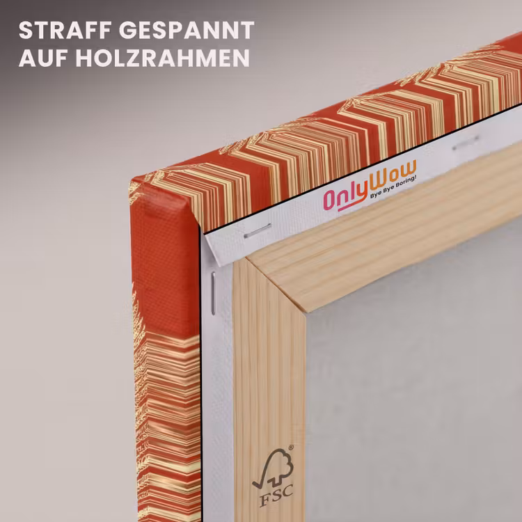 Leinwandbild - Rot – Botanisch – Farn – Muster — 5