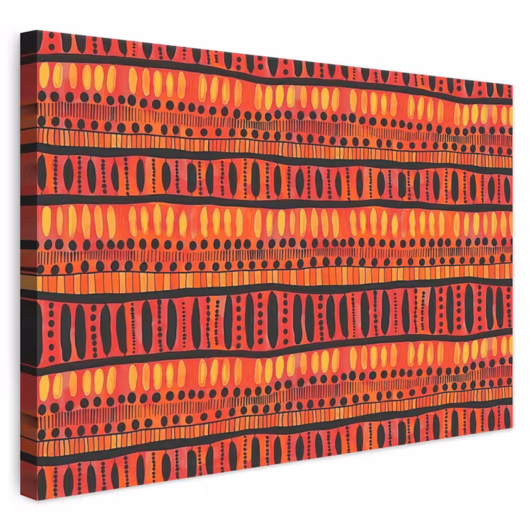 Leinwandbild - Rot – Orange – Ethnisch – Ausdrucksstark – Muster — 1