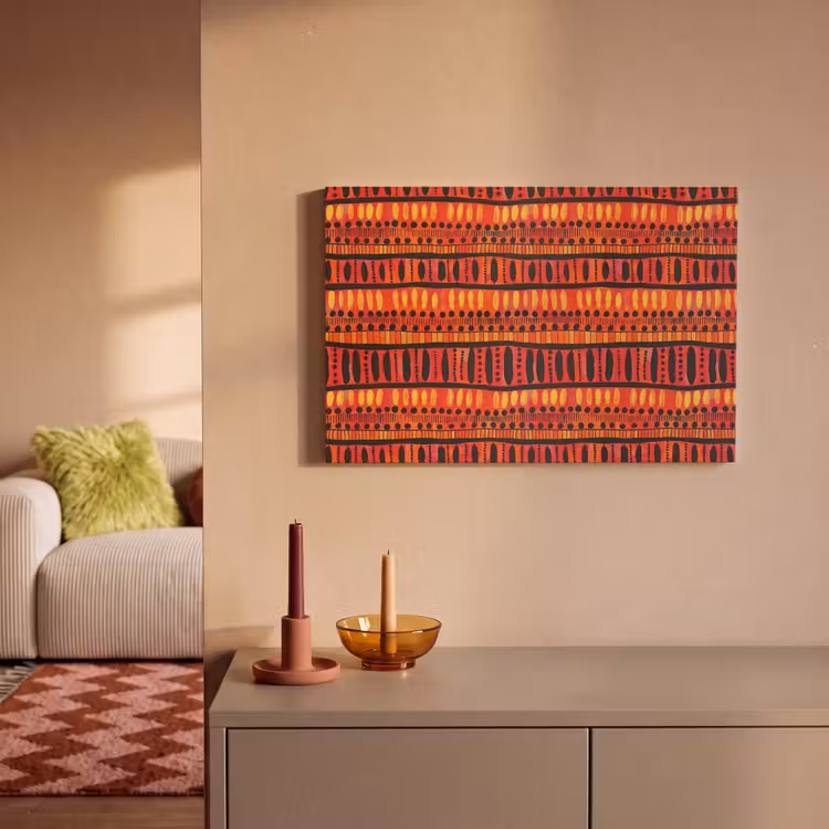 Leinwandbild - Rot – Orange – Ethnisch – Ausdrucksstark – Muster — 2
