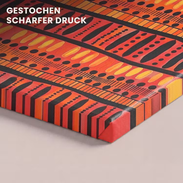 Leinwandbild - Rot – Orange – Ethnisch – Ausdrucksstark – Muster — 4