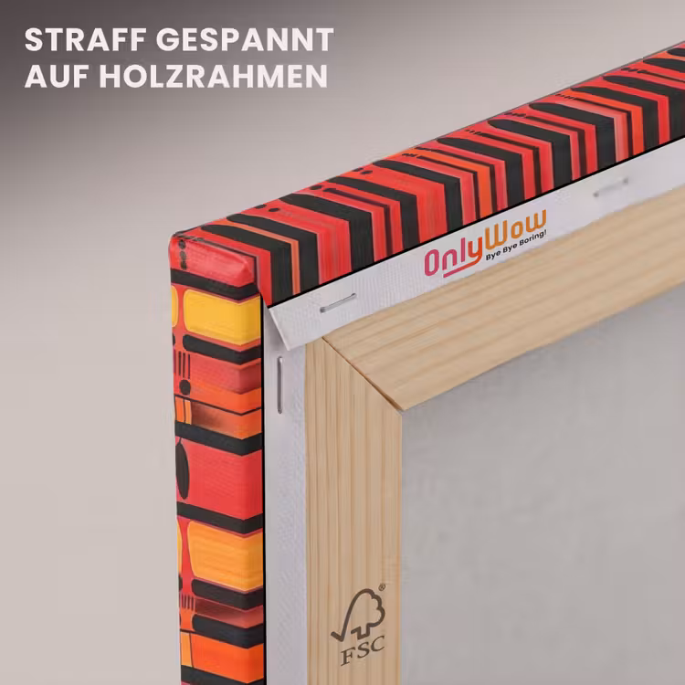 Leinwandbild - Rot – Orange – Ethnisch – Ausdrucksstark – Muster — 5