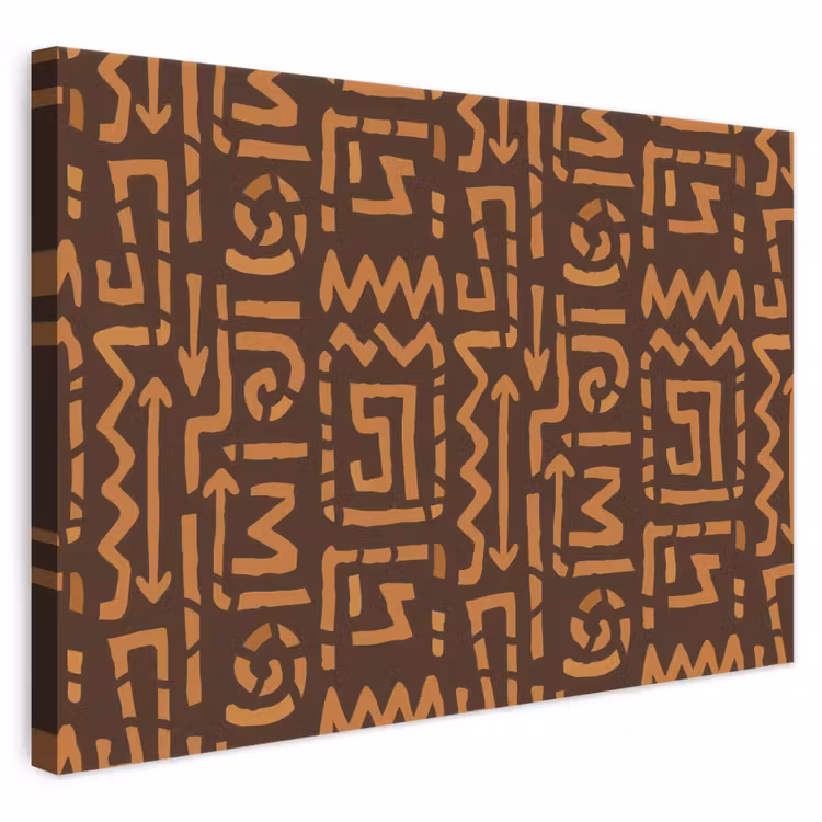 Leinwandbild - Schokoladenbraun – Ethno – Tribal – Symbole — 1
