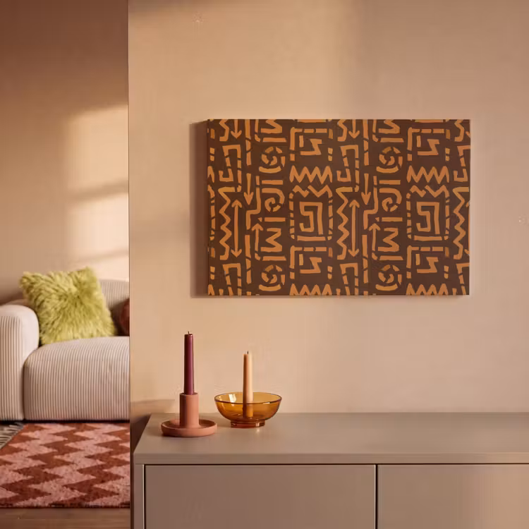 Leinwandbild - Schokoladenbraun – Ethno – Tribal – Symbole — 2