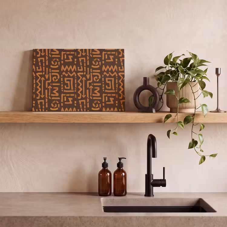 Leinwandbild - Schokoladenbraun – Ethno – Tribal – Symbole — 3
