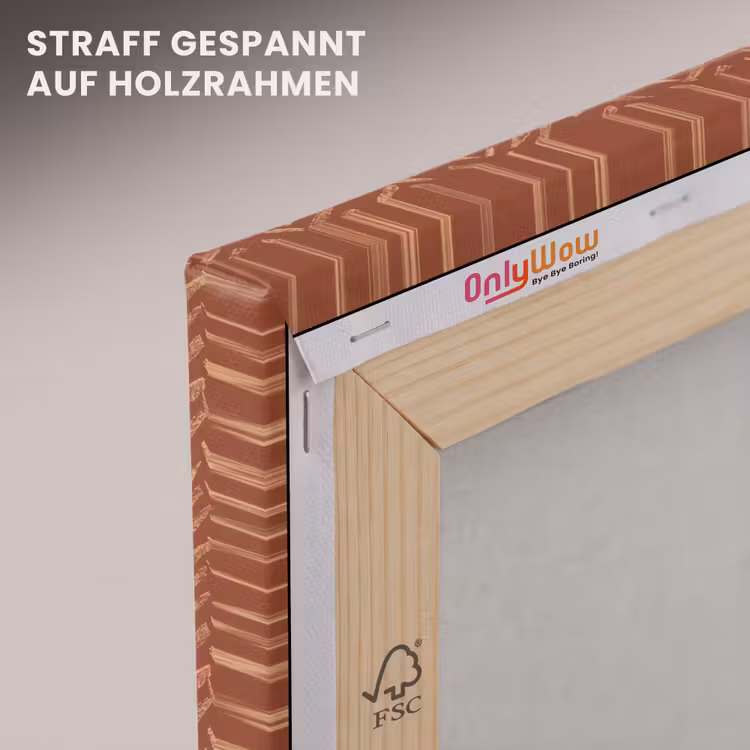 Leinwandbild - Terrakotta – Fischgrätmuster – Handgefertigt – Muster — 5