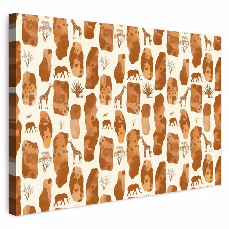 Leinwandbild - Terrakotta – Safari – Tiere – Muster — 1