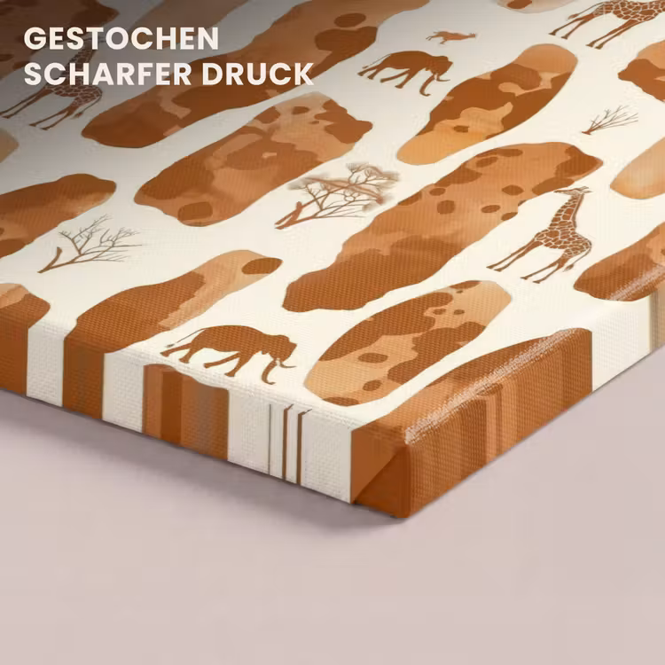 Leinwandbild - Terrakotta – Safari – Tiere – Muster — 4