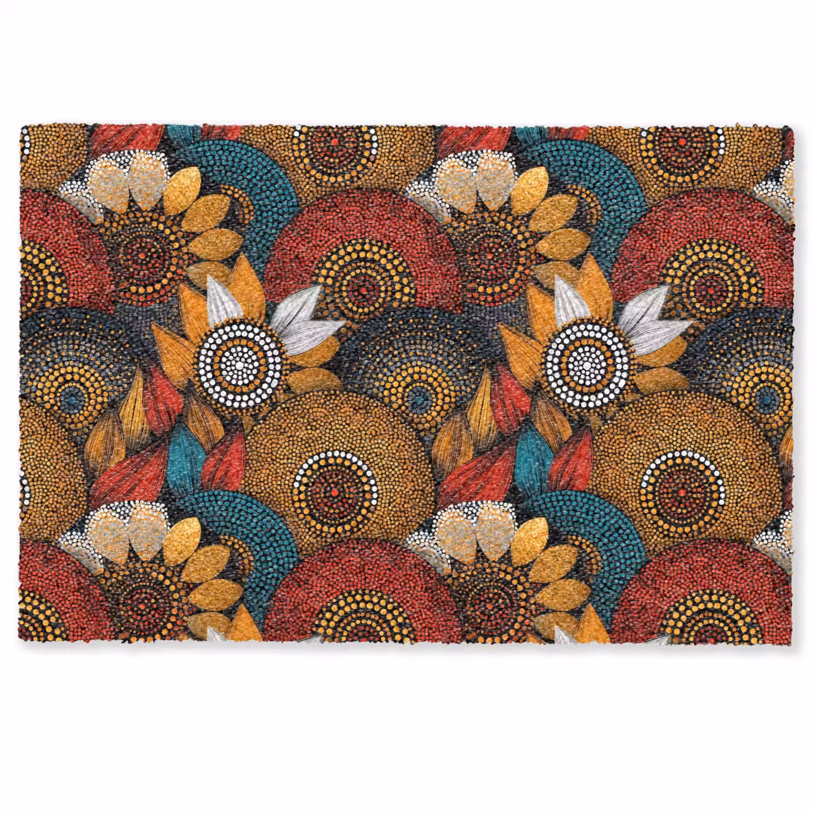 Fußmatte - Farbenfroh – Aborigine – Punktmalerei – Botanisch – Muster — 1