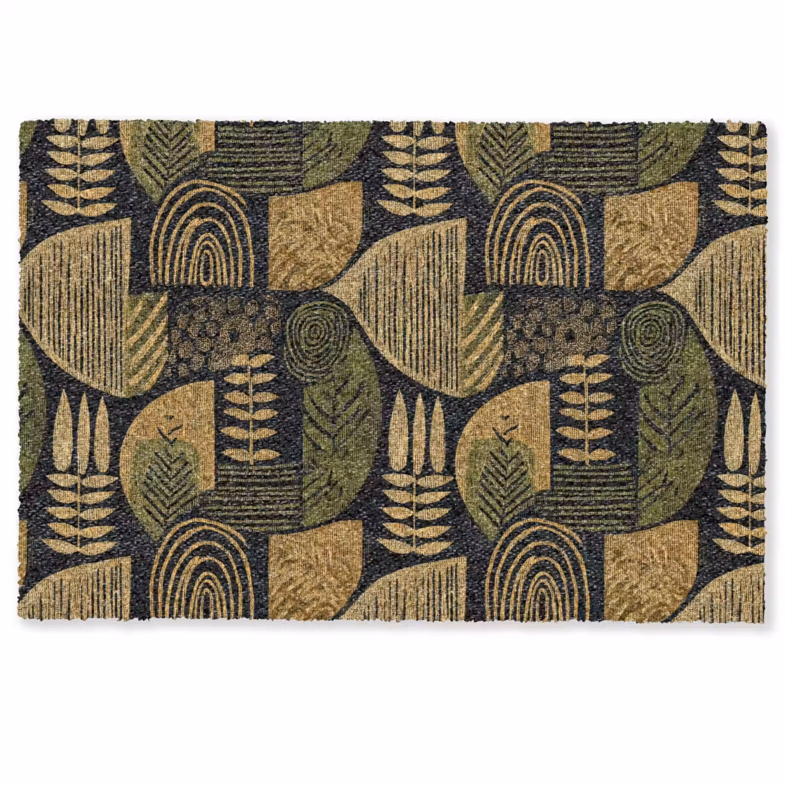 Fußmatte - Schwarz – Ockergelb – Botanisch – Textur — 1
