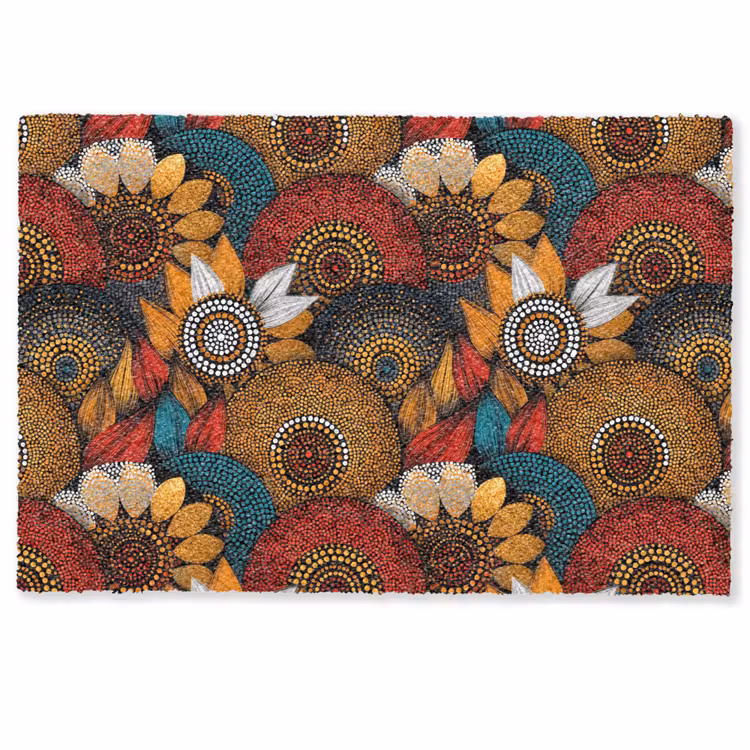 Fußmatte - Farbenfroh – Aborigine – Punktmalerei – Botanisch – Muster — 1