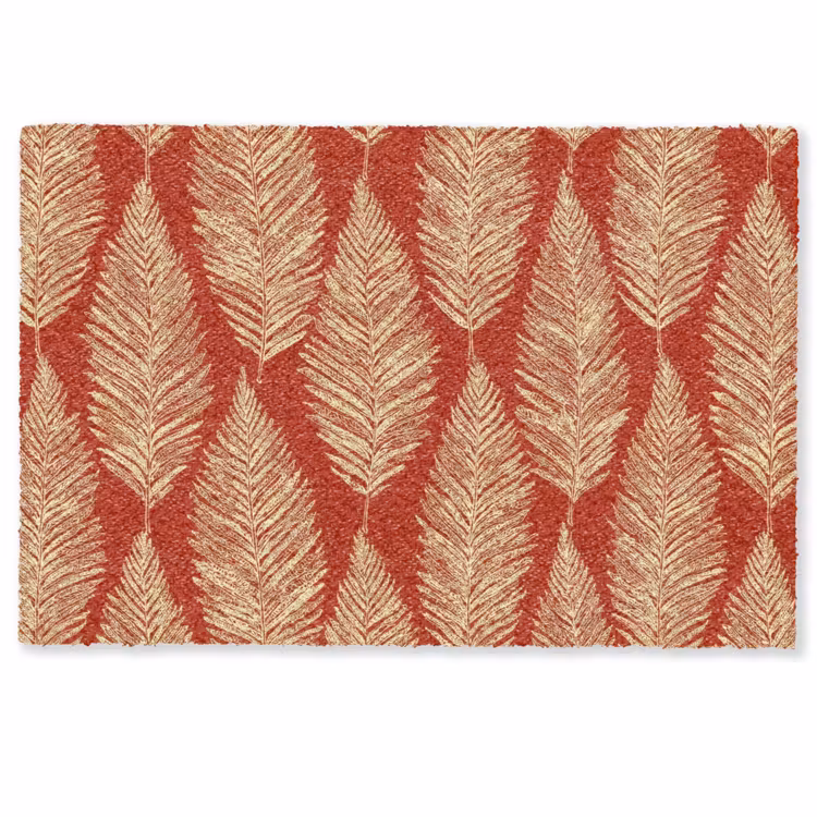 Fußmatte - Rot – Botanisch – Farn – Muster — 1
