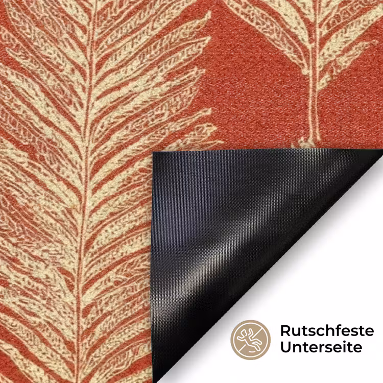 Fußmatte - Rot – Botanisch – Farn – Muster — 6