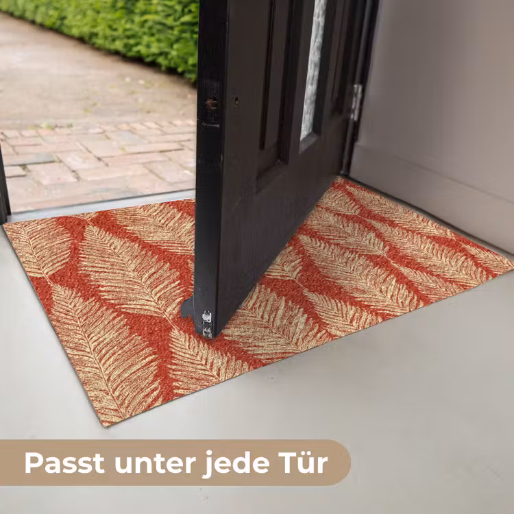 Fußmatte - Rot – Botanisch – Farn – Muster — 7