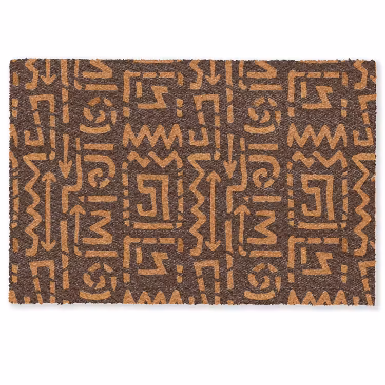 Fußmatte - Schokoladenbraun – Ethno – Tribal – Symbole — 1