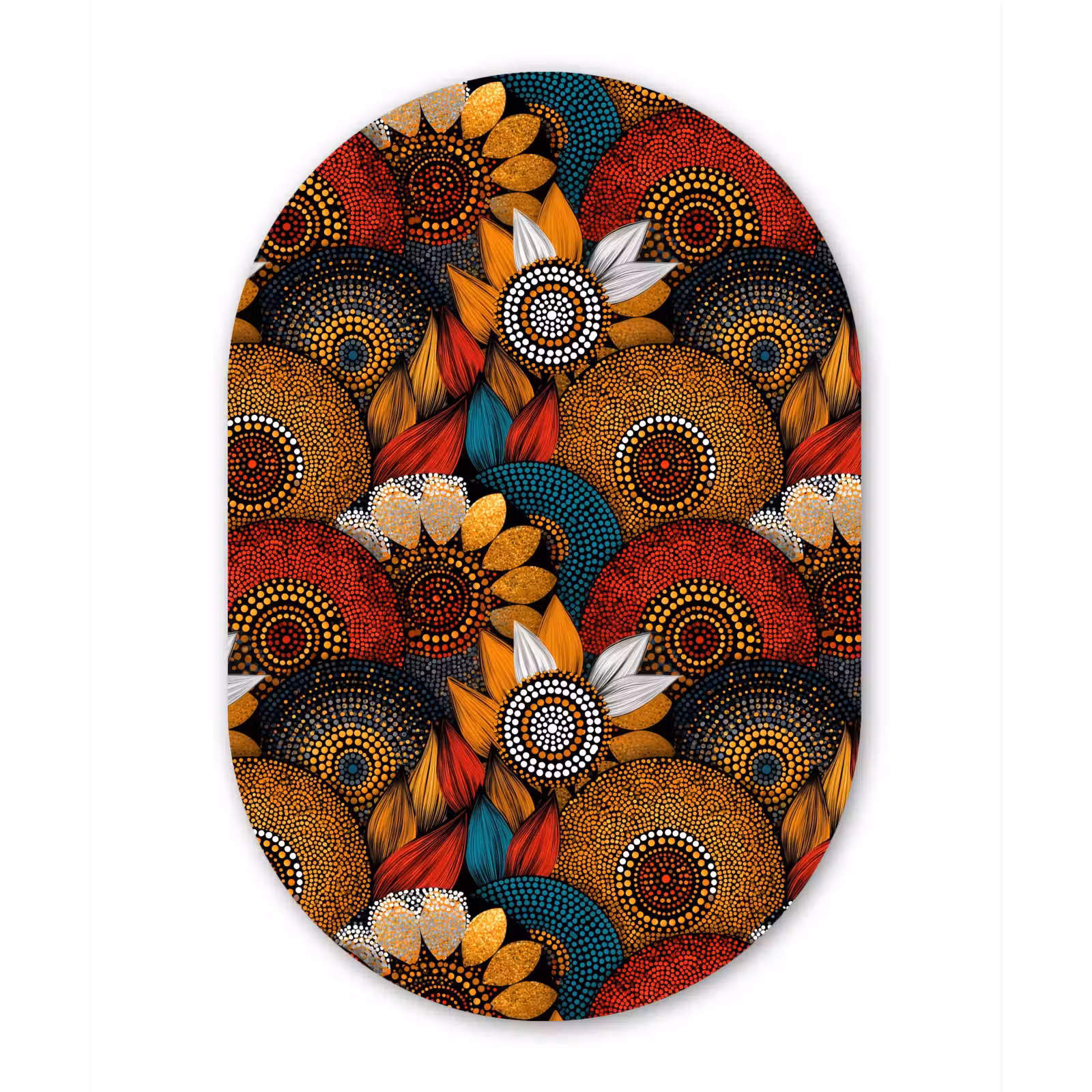 Forexbild Oval - Farbenfroh – Aborigine – Punktmalerei – Botanisch – Muster — 1