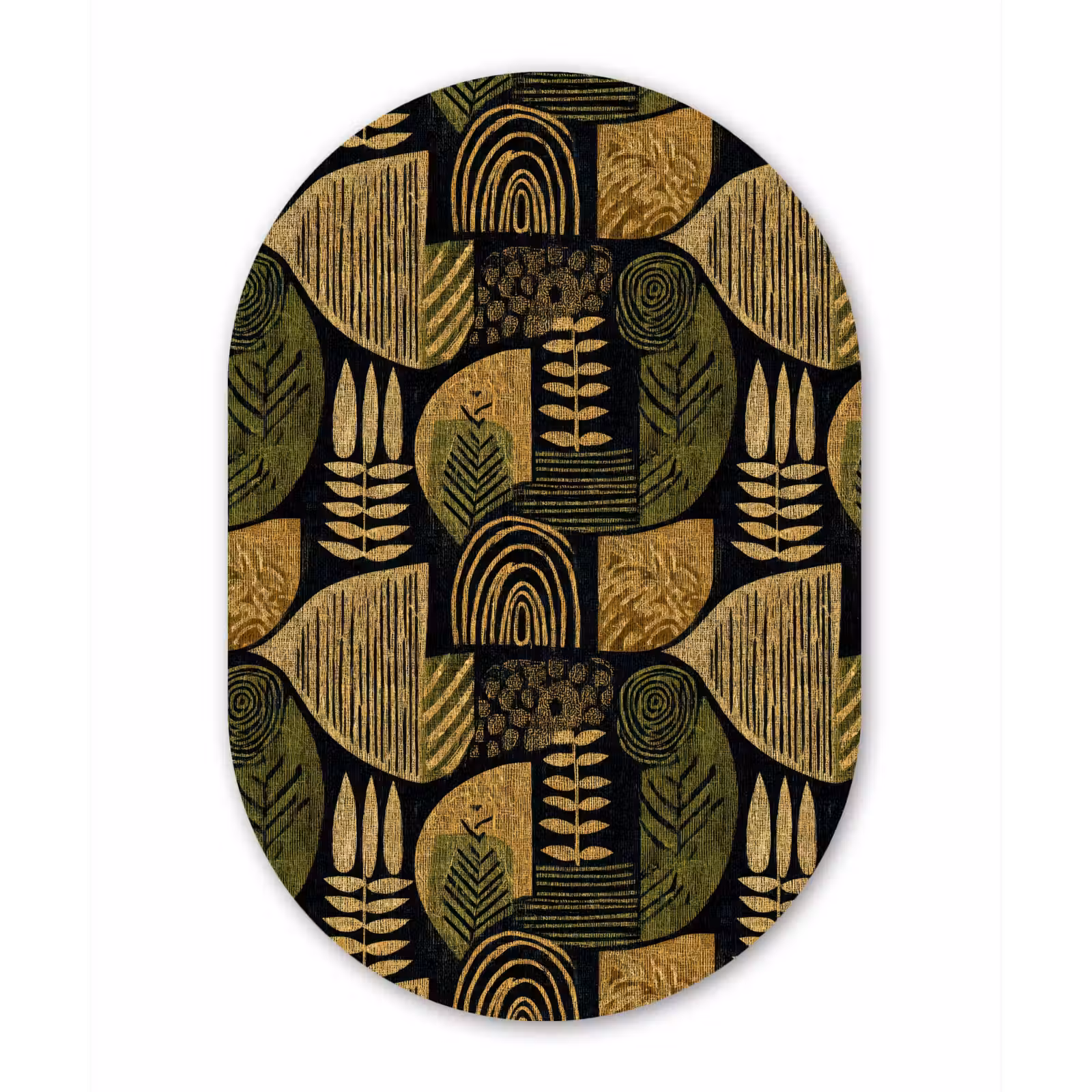 Forexbild Oval - Schwarz – Ockergelb – Botanisch – Textur — 1