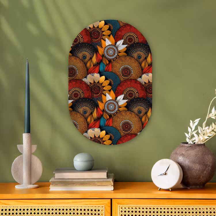 Forexbild Oval - Farbenfroh – Aborigine – Punktmalerei – Botanisch – Muster — 3